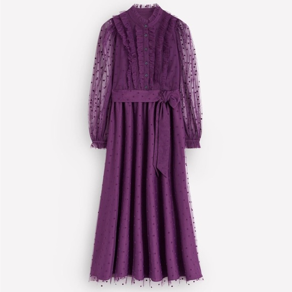 NWT BODEN $249 Tulle Ruffle Maxi Dress *Viola Purple Size 8 Petite - Picture 2 of 10